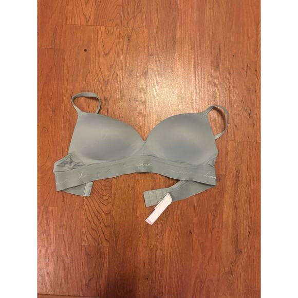 Victoria's Secret Other - Victoria’s secret Love Pink Light Green Bra Pink Lining Size 34 B